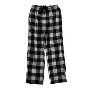 Lucky Brand Men's Fleece Sleep Pajama Pants Gray Black Buffalo Plaid Size Medium